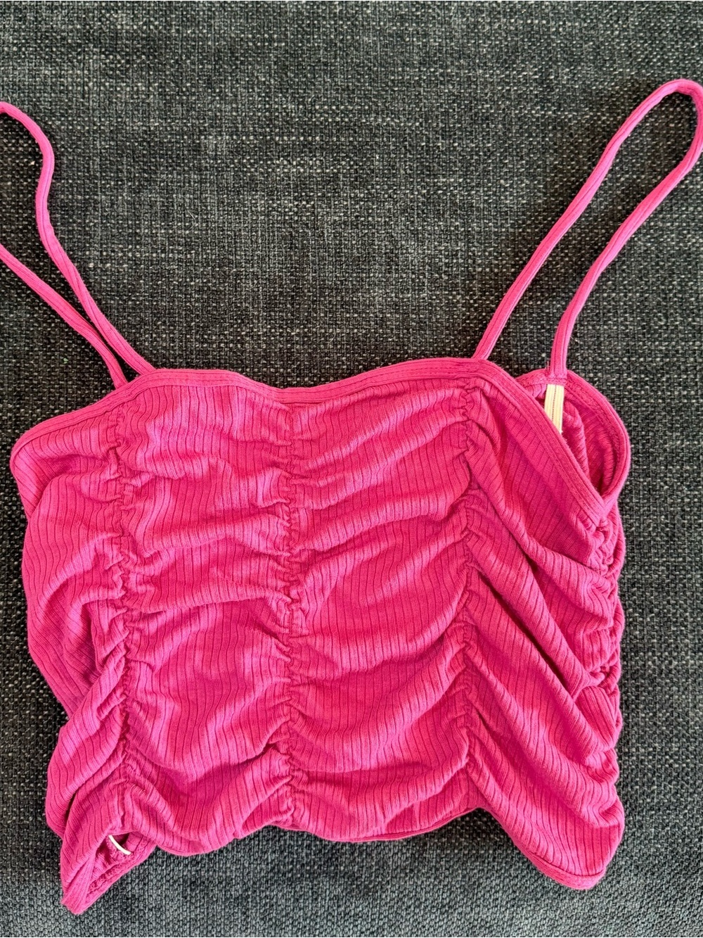 Ruched Purple Ribbed Cami Top